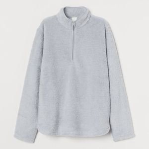 Faux sherling zip sweatshirt